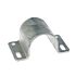 Hot-dip galvanised steel tube clamp featuring a curved middle section and flat ends with pre-drilled holes for secure mounting.