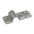 Silver hot-dip galvanised metal tube clamp with a central arch and flat side plates containing twelve pre-drilled bolt holes.