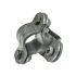 A hot-dip galvanised welded crossover clamp for connecting two pipes perpendicularly, featuring heavy-duty steel construction and secure bolt fasteners.