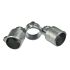 A hot-dip galvanized cast iron double swivel combination fitting designed to connect three structural pipes at adjustable angles.