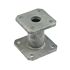 A hot-dip galvanized cast iron spacer featuring two square four-hole flanges connected by a central tube on white.