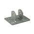 A hot-dip galvanized metal tube wall support bracket featuring a rectangular base plate with mounting holes and two upright tabs.