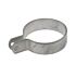 A silver hot-dip galvanized metal end bracket designed for securing chain link mesh to round posts in fencing projects.