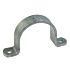 Hot dip galvanized metal saddle bracket strip measuring 50x10 mm with two pre-drilled holes for secure mounting on flat surfaces.