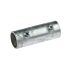 A cylindrical hot-dip galvanized steel pipe connector featuring two hex head set screws for secure industrial tube connections.