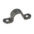 High-quality hot dip galvanized steel saddle bracket with two pre-drilled holes for secure mounting of pipes and tubing.
