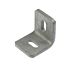 A durable hot-dip galvanized L-shaped wall corner connection bracket featuring two slotted holes for easy and adjustable mounting applications.