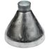 Conical shaped cast metal end cap with a hot-dip galvanized finish for durable pipe fitting applications.