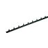 A long black metal spike comb strip with sharp serrated edges for wall or fence security and intruder deterrence.