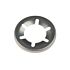 A circular stainless steel 304 end section fastener with internal teeth designed for secure grip on shafts.