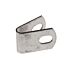 A durable silver stainless steel U-clamp featuring rounded ends with pre-drilled oval holes for secure mounting and pipe support.