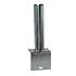A hot-dip galvanised L-shape base plate designed for mounting a 60x40 box section vertical post securely to a surface.