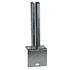 Durable hot-dip galvanized L-shape base plate with a vertical box section designed for sturdy floor or wall mounting.