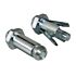 Two hot dip galvanized M8 BoxBolt fasteners shown in closed and partially expanded states for blind steel connections.