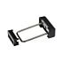 A mounting set for double rod mesh fencing featuring a stainless steel U-bolt and two black plastic mounting brackets.