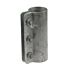 A one-part hot-dip galvanized steel pipe connecting clamp featuring three vertical bolts for secure fastening on a white background.