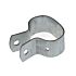 A galvanized oval-shaped metal brace bracket with two flat ends featuring pre-drilled holes for secure mounting on surfaces.