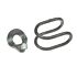 Metal RotaClamp components featuring a hot-dip galvanized saddle with a bolt and a sturdy double-loop wire spring connector.