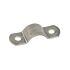 Stainless steel 304 half saddle bracket strip featuring a curved center and two pre-drilled mounting holes for pipes.