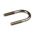 A silver metal M6 U-bolt made of grade 304 stainless steel featuring threaded ends for secure pipe mounting and attachment.