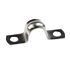 A silver stainless steel two-hole saddle pipe clip designed for securely mounting 20mm pipes against flat surfaces.