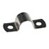 A silver stainless steel saddle pipe clip with a central U-shaped bend and two flat mounting holes on either side.