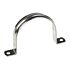 A durable stainless steel 304 U-shaped saddle pipe clip with two pre-drilled mounting holes for securing pipes or cables.