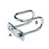 A silver-colored zinc-plated wire clamp assembly featuring a U-shaped loop and a flat plate secured by nuts.