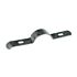 A silver hot-dip galvanised extended bracket with two mounting holes for securing double bar mesh panel fence components.