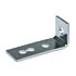 An L-shaped metal bracket with a zinc-plated finish, featuring three pre-drilled holes for secure mounting and structural support.