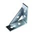 A durable zinc-plated metal 90-degree triangle bracket with four pre-drilled holes for structural reinforcement and mounting applications.