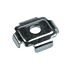 High-quality zinc-plated silver combi profile holder featuring a central circular hole and four sturdy bent-down edge tabs for support.