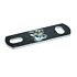 Zinc-plated rectangular metal wall plate with two elongated mounting slots and a central threaded nut for secure attachment.