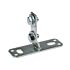 Zinc-plated steel support flange with a slotted mounting base and a vertical attachment piece secured by two bolts.