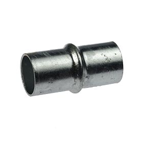 Metallic internal tube connector featuring a central ridge and a hot-dip galvanized finish for joining two pipes securely.
