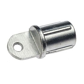 A silver internal aluminium end cap designed for a 42mm tube, featuring a flat loop brace connector with a central hole.