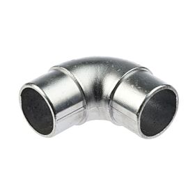 A silver aluminium 90-degree elbow connector for joining 60mm round pipes and tubing in industrial or structural applications.