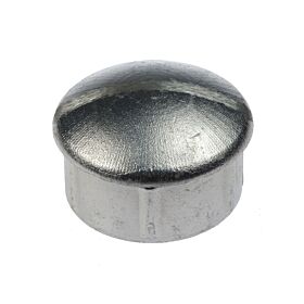 A silver-colored round aluminium press-in cap designed to securely fit and finish 60mm diameter metal tubes or posts.