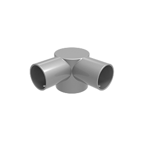 Light gray aluminum 90-degree external corner pipe fitting with two 42mm horizontal ports and a 60mm vertical base connection.
