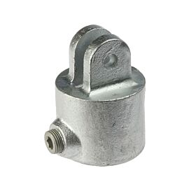 A hot-dip galvanised cast iron female swivel section fitting with a hex set screw for secure attachment to structural pipes.