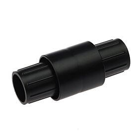 A black 42mm plastic internal tube connector with ribbed ends for secure fitting on a plain white background.