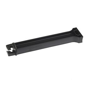 A long, rectangular black plastic replacement strip featuring a specialized hook-style attachment clip on one end for secure installation.