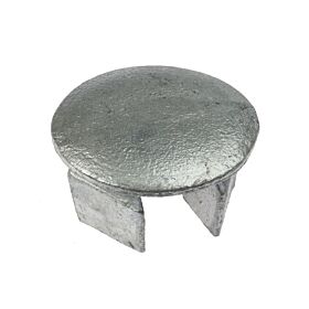 A high-quality galvanized metal drive-in plug used for finishing round pipes with a secure and protective metal cap.