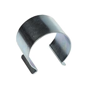 Electrolytically zinc plated C-style metal clip for securing plastic film to greenhouse frames and supporting various agricultural structures.