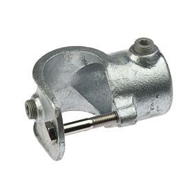 A hot-dip galvanized cast iron clamp-on tee fitting with hex-head set screws for a secure and durable pipe connection.