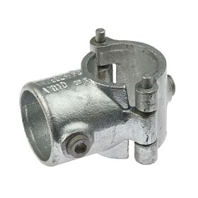 Industrial G136 clamp-on short tee pipe connector made from durable galvanized cast iron with a hinged opening mechanism.