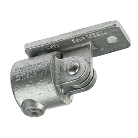 A durable hot-dip galvanized cast wall strut fitting with a cylindrical tube clamp and a flat mounting plate.