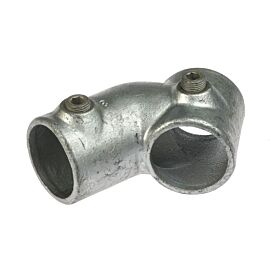 A hot-dip galvanised cast iron 45-degree fixed tee pipe fitting with two set screws for secure industrial connections.