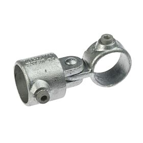 A durable hot-dip galvanised cast iron single swivel combination pipe fitting with set screws for adjustable angled connections.