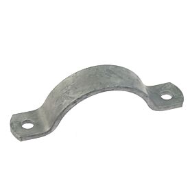 A silver galvanized steel half saddle bracket strip featuring a curved center and mounting holes on each flat end.